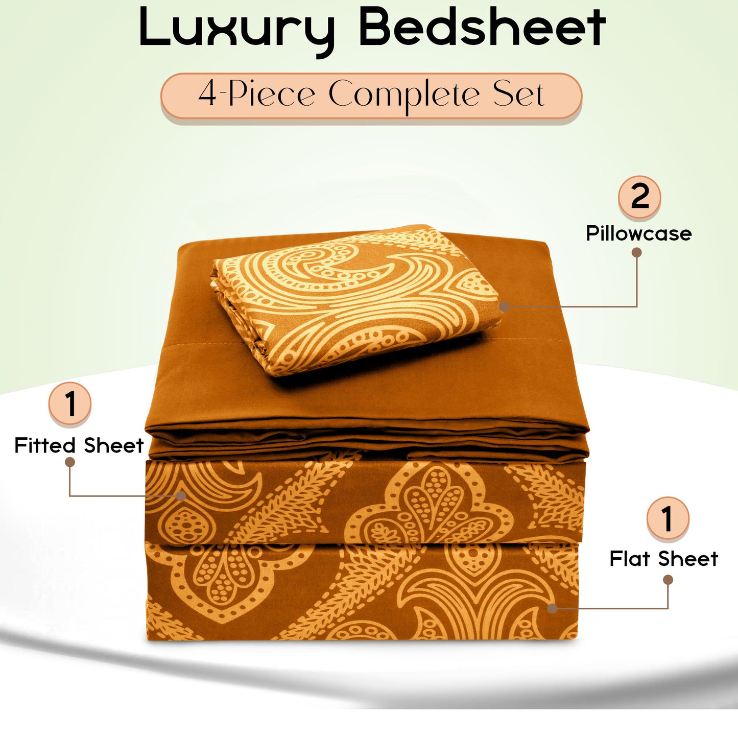 Paisley Bed Sheet Set 4 6 Piece 100% Brushed Microfiber Deep Pocket Fitted Sheet Soft Wrinkle Free Cooling Breathable Twin Full Queen King Cal King