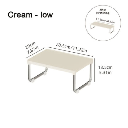 Desktop Storage Organizer Multi-Tier Expandable with Transparent Lid PP Stainless Steel Space-Saving Countertop Box for Kitchen Bathroom Cosmetics