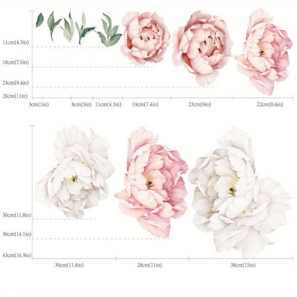 Peony Flower Window Glass Sticker – Anti-Collision Waterproof Decorative Glass Film, European Floral Wall & Window Decal for Home Decor, 17.7 x 47.2 Inches (2 Styles)