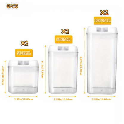 Plastic Food Storage Containers with Lids BPA Free - Leak Proof Airtight Kitchen Organizer Set for Cereal Grain Nuts Snacks Cookies Fruit Sugar - 3, 4, 6 & 7 Piece Sets