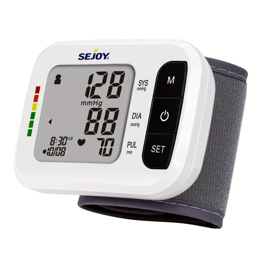 Wrist Blood Pressure Monitor - Sejoy Automatic Digital BP Machine with Large LCD Display, Wrist Strap & Batteries Included, Portable & Accurate for Home Use & Travel (Blue / White / Black / Purple)