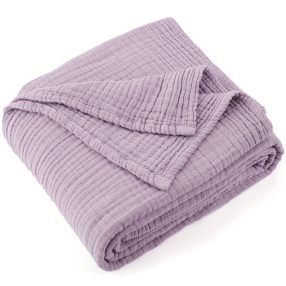Muslin Blanket 100% Cotton 6-Layer – Breathable Soft Gauze Throw for Couch & Bed, All Season, Machine Washable, 13 Colors, 5 Sizes