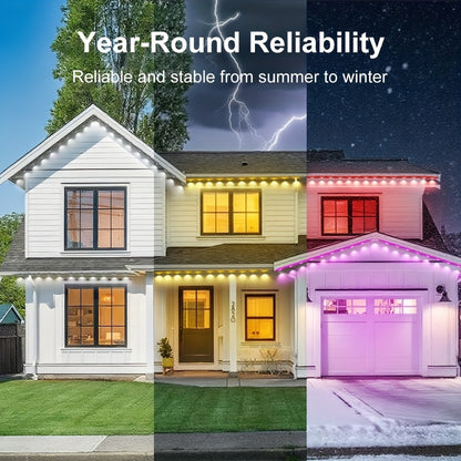 Permanent Outdoor Lights IP67 Waterproof – RGB LED Eaves Light, App & Remote Control, Color Changing for Halloween, Christmas, Holiday, Party & Daily Roof Lighting (20/30/50/100/200/300/500 FT)