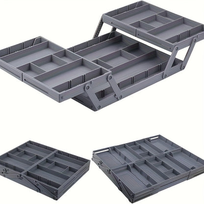 Collapsible Drawer Organizer Box, Double Row Expandable Desk & Drawer Storage with ABS Material, Jewelry Cosmetics Home Office Organizer