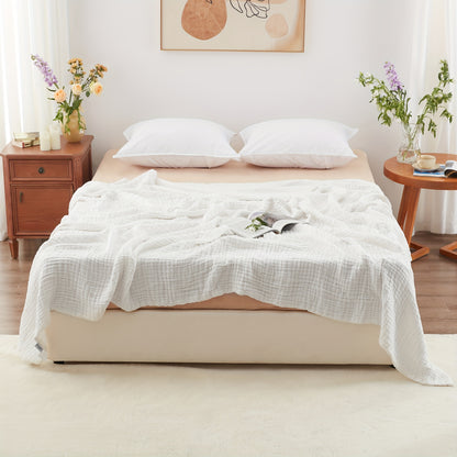 6-Layer Gauze Blanket 100% Muslin – Lightweight Breathable Cotton Throw for Couch & Bed, All Season Adult Blanket, 4 Colors