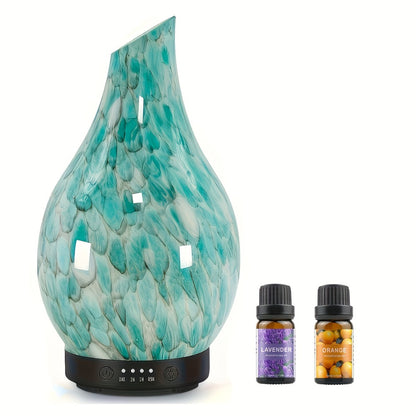 Essential Oil Diffuser Glass Ultrasonic Cool Mist Aromatherapy Diffuser – 4.06 oz Quiet Waterless Auto Shut-Off, 4 Timer Settings, 7 Color Night Light, Home Office Bedroom Use (Silver)