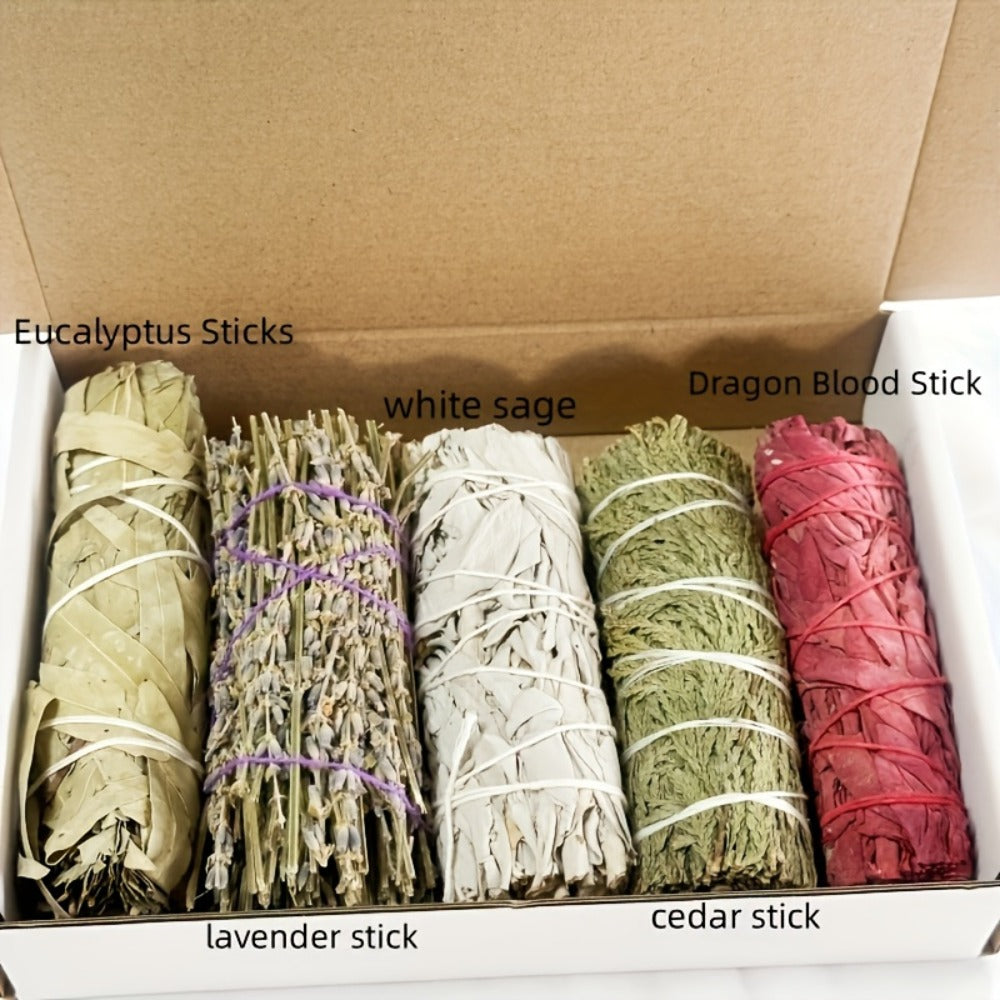 Aromatherapy Incense Sticks Kit – White Sage, Cedarwood, Dragon's Blood, Eucalyptus & Lavender | Spiritual Cleansing Gift Set for Meditation, Yoga, Energy Cleansing, Christmas & Holiday Gifting