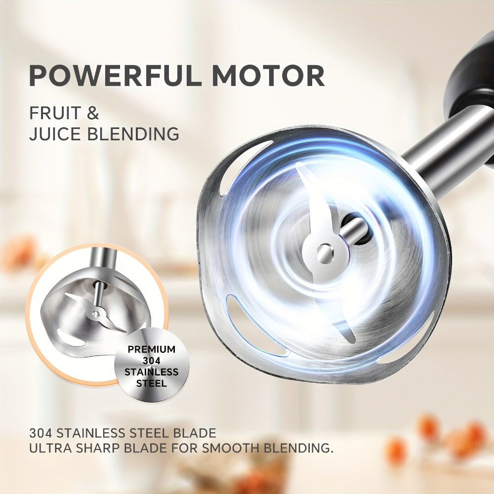 Immersion Blender 400W Handheld Stick Mixer with 2 Speeds & Turbo Mode 304 Stainless Steel Blades – Corded Hand Blender with Detachable Base for Soup Smoothie Puree Baby Food