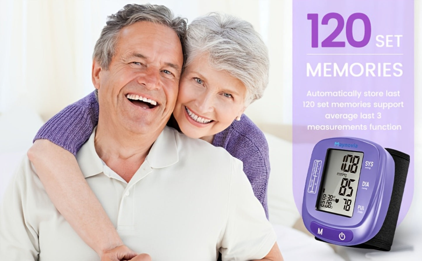 Blood Pressure Monitor Wrist Cuff with Oximeter Fingertip – Digital BP Machine Home Use, 120 Memory, Portable Case & Battery Included, Fully Automatic Hypertension Tracker