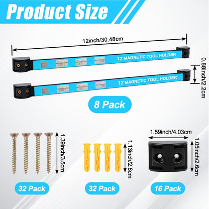 Magnetic Tool Bar Wall Mount Tool Holder 12/18 Inch – Heavy Duty Iron Magnetic Knife Strip & Tool Rack for Kitchen, Workshop & Garage | Wall Mounted Tool Organizer for Knives, Chisels & Hardware Tools