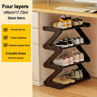 Graphite Black - Four-Tier Shoe Rack [Upgraded Metal Tubes - Thickened and Hardened Plastic Parts]