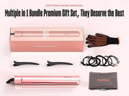 Hair Straightener Flat Iron 2-in-1 Curling Iron | 460°F Professional Ceramic Plates | 15s Fast Heating | Temp Memory | UltraSmooth Anti-Frizz | Gift Set for Women Girls