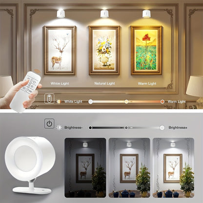 USB Rechargeable LED Wall Light 2 Pack – 360° Rotating Magnetic Ball Touch Control Reading Lamp with 3 Color Temps – Wireless Wall Mounted or Desktop Light for Bedroom Living Room