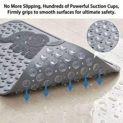 Non-Slip Bath Mat for Bathtub Shower with Suction Cups Extra Soft TPE Bathtub Mat Machine Washable Fast Draining Large 30x17 Inch Bathroom Mat for Tub