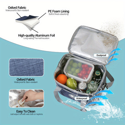 Insulated Lunch Bag Large Capacity Thermal Leakproof Lunch Tote with Shoulder Strap Heavy Duty Oxford Cloth Lunch Box Keeps Food Hot Cold for Work School Picnic Travel Adults Kids
