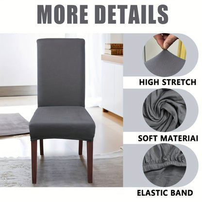 Silky Fiber Elastic Dining Chair Covers Set | Stretch Milk Fiber Slipcover, All-in-One Furniture Protector for Kitchen Wedding Office Hotel Living Room, 4pcs or 6pcs, 8 Colors