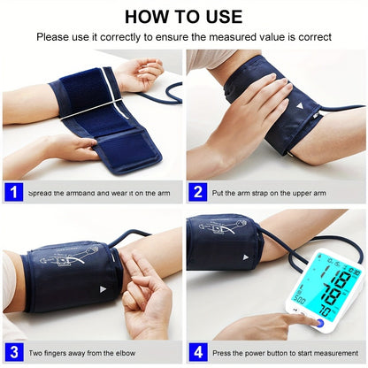 Upper Arm Blood Pressure Monitor Automatic – Large LED Backlit Screen, Extra-Large Cuff, 1000-Reading Memory for 2 Users, One-Button BP Machine for Home Hypertension Management