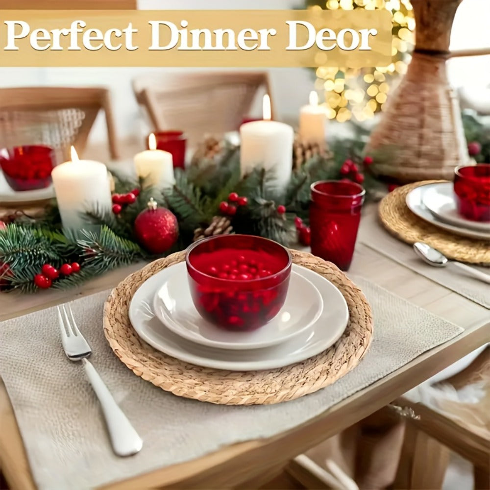 12pcs Rattan Placemats Natural Wicker Round Table Mats Heat-Resistant Non-Slip 11.8" Kitchen Dining Decor Bohemian