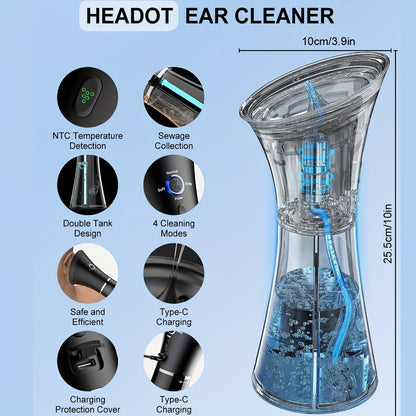 Electric Ear Wax Removal System – Water-Powered Ear Irrigation Flusher, IPX7 Waterproof, Safe & Effective Ear Cleaning Tool for Wax Buildup