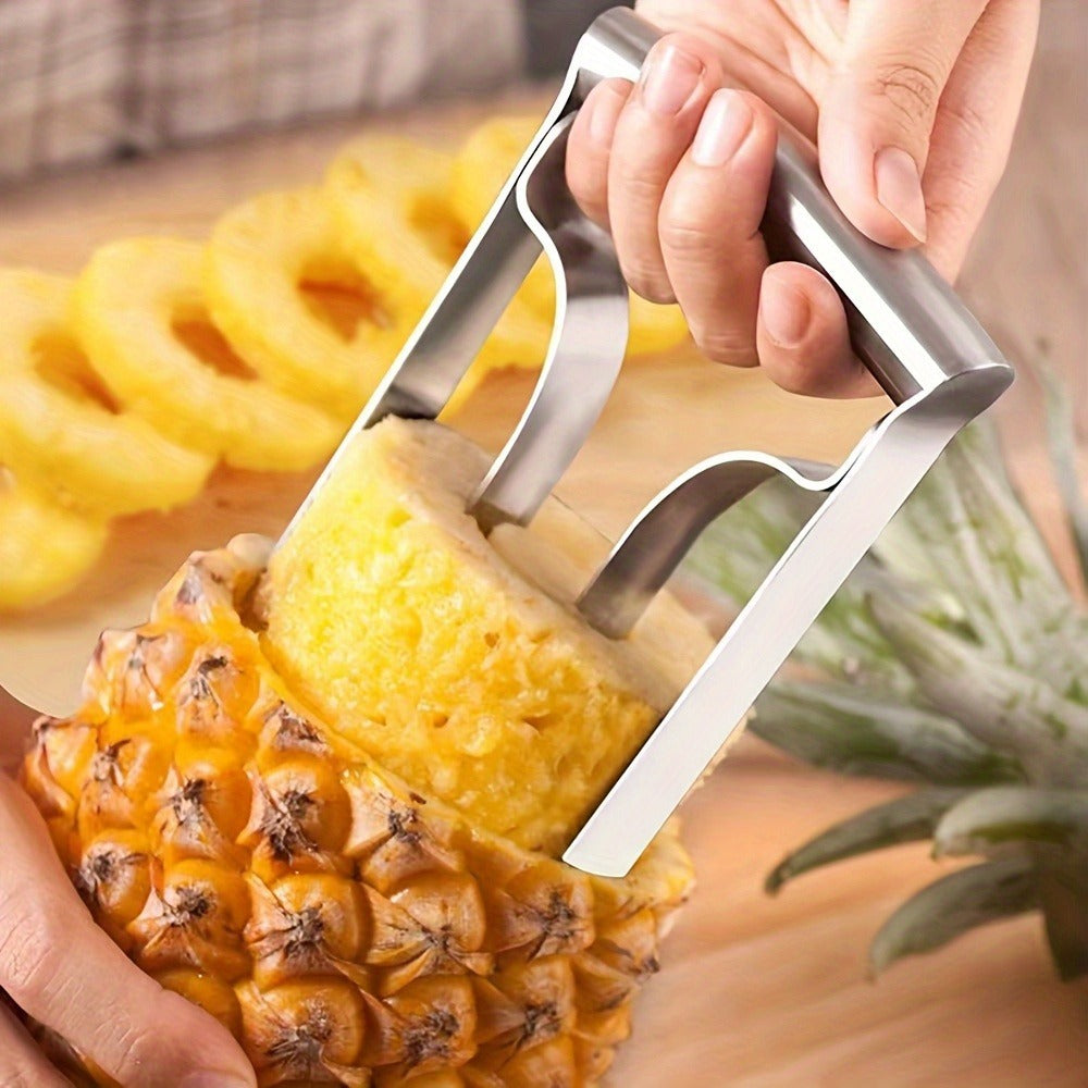Pineapple Corer Slicer Stainless Steel – Easy One-Step Pineapple Cutter with Comfortable Grip for Home Kitchen Restaurant Use, Removes Core & Slices into Rings (1pc / 2pcs)