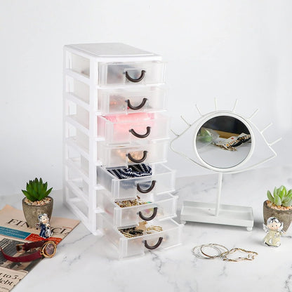 7-Drawer Desktop Organizer Clear Front Drawers Heavy-Duty Plastic Storage Box for Home Office, Jewelry, Craft & Small Parts – Space-Saving Compact Design