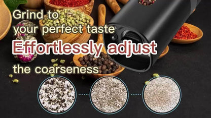 Electric Salt and Pepper Grinder Set 2-Pack Rechargeable with Charging Base & White Light - One-Hand Automatic Operation, Battery-Powered Salt Pepper Mill Set for Kitchen Cooking, Gift for Dad