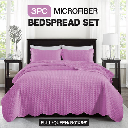 Bedspread Set 3-Piece Microfiber Floral Coverlet with Pillow Shams - Soft Breathable Lightweight All-Season Bed Cover for Queen King Twin California King