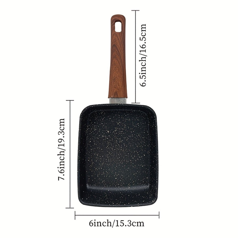 Tamagoyaki Pan Japanese Nonstick Rectangular Egg Pan for Omelettes & Rolls – Induction Halogen Compatible Dishwasher Safe Wooden or Plastic Handle with Optional Silicone Spatula