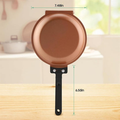 Pancake Pan Double Sided Non-Stick Reversible Folding Breakfast Frying Pan Pancake Maker for Fluffy Pancakes Omelette Frittata Dishwasher Safe Plastic Handle Pink Gold Green