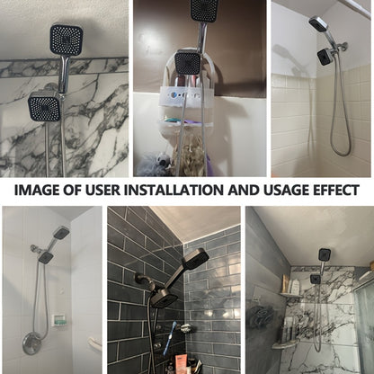 Handheld Shower Head Kit 4 Inch High Flow with Long Hose 3-Way Diverter Dual Purpose Shower Spray Assembly Wall Mount Bathroom Shower Fixtures Silver Black