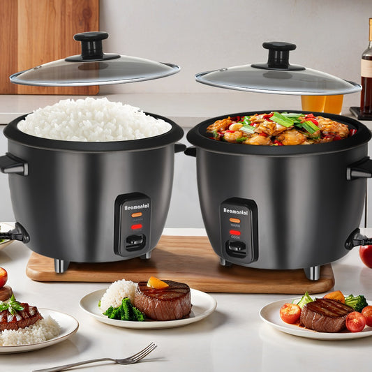 Rice Cooker & Yogurt Maker 3-Cup Nonstick – 1.5Qt Multicooker with Auto Keep Warm, One-Touch Operation, Stainless Steel Inner Liner & Steamer for Grain, Oatmeal & More