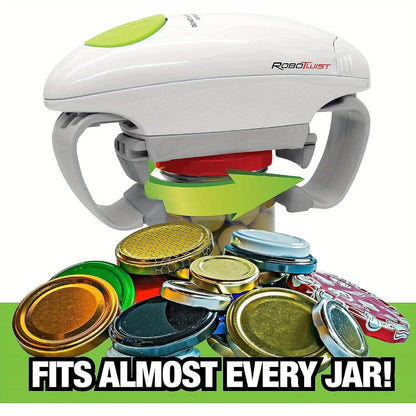 Electric Jar Opener for Elderly & Weak Hands – One-Touch Auto-Off, High Torque Battery-Powered Jar Lid Opener with Ergonomic Design for Kitchen