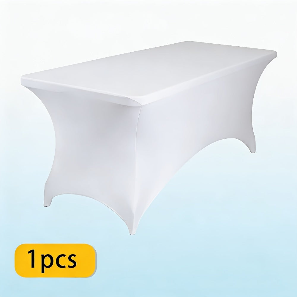 Spandex Tablecloth for 6 ft Rectangle Tables – Elastic Fitted Table Cover for Events, Parties, Weddings & Banquets – Wrinkle-Free Stretch Fabric in Black, White & Red, Indoor & Outdoor Use
