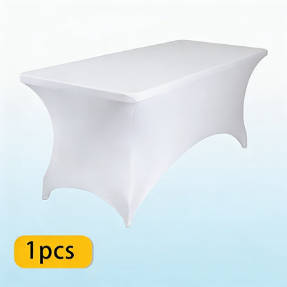 Spandex Tablecloth for 6 ft Rectangle Tables – Elastic Fitted Table Cover for Events, Parties, Weddings & Banquets – Wrinkle-Free Stretch Fabric in Black, White & Red, Indoor & Outdoor Use