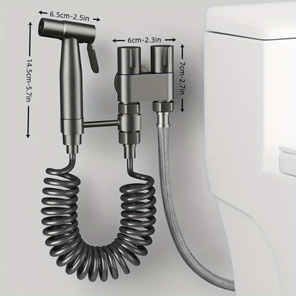 Bidet Toilet Spray Gun Angle Valve One In Two Out Handheld Flusher Booster Sprayer for Toilet Women Washing Machine Household Bathroom Hygiene Modern Minimalist