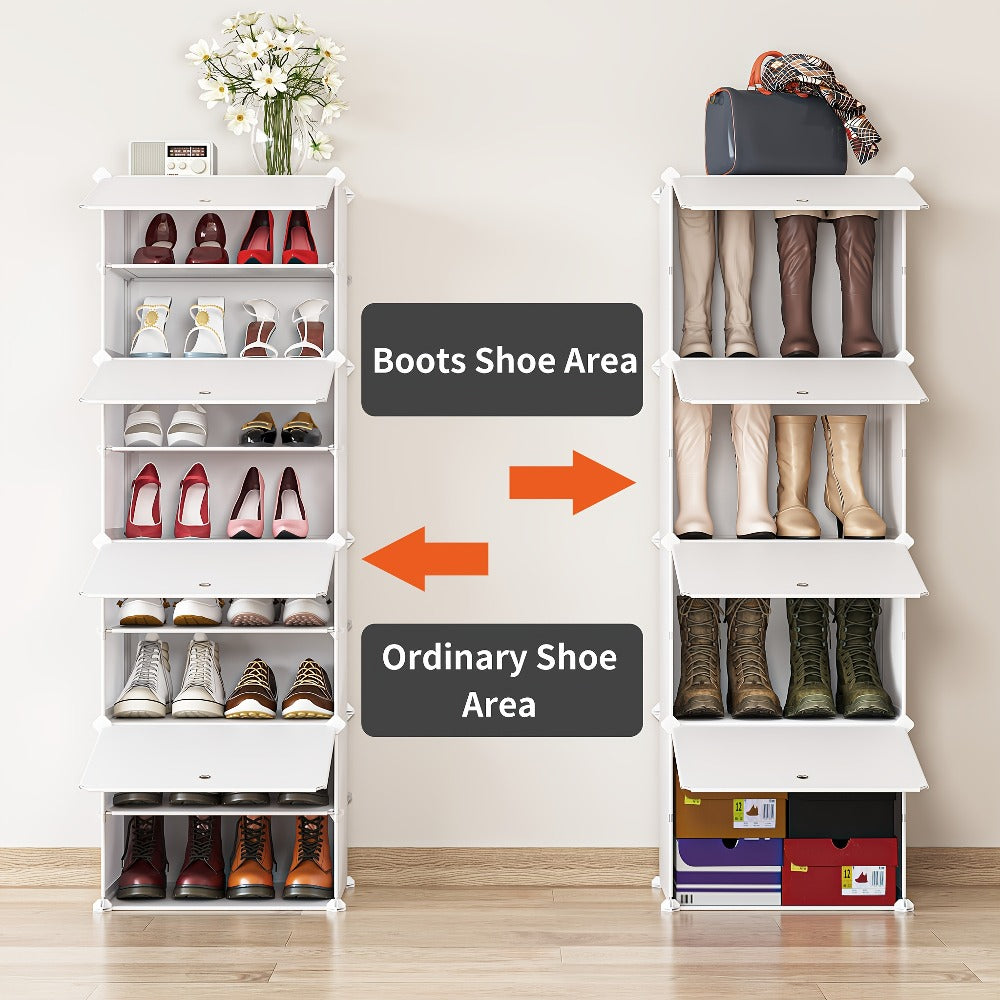 Shoe Rack Organizer Free Standing – Shoe Storage Cabinet for Boots, Slippers & High Heels | 2×6 / 3×8 Tier Shoe Shelf for Closet, Bedroom, Entryway & Hallway | White, Translucent & Black Options