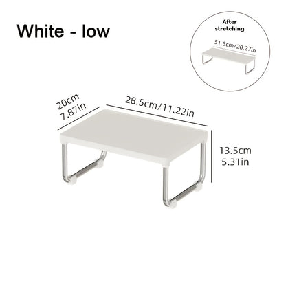 Desktop Storage Organizer Multi-Tier Expandable with Transparent Lid PP Stainless Steel Space-Saving Countertop Box for Kitchen Bathroom Cosmetics