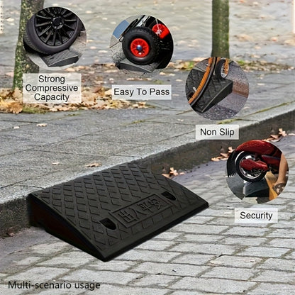 Curb Ramp 2-Pack Portable Heavy Duty Plastic Threshold Ramp Set – Lightweight, Non-Slip, for Low Floor Vehicles, Motorcycles, Wheelchairs, Driveway & Lane Loading – Multiple Height Options (1.18" / 2.75")