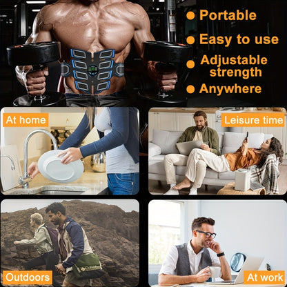 EMS Ab Muscle Training Band – Whole Body Electric Muscle Stimulator Belt for Abdominal Toning, Passive Workout During Reading, Watching TV & Housework