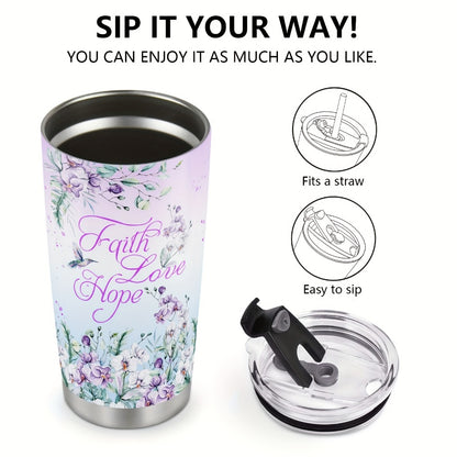 Hummingbird Flower Vacuum Insulated Travel Tumbler 20oz – Gift for Mom Grandma Sister Daughter Birthday Valentine's Day