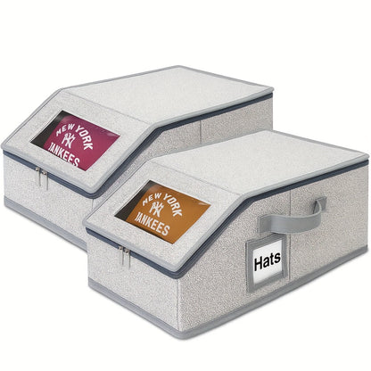 Hat Storage Box for Baseball Caps – Stackable Cap Organizer for Closet, Holds Up to 30 Caps, Freestanding Hat Boxes for Women & Men | 1pc & 2pcs Pack in Gray, Black & Pink