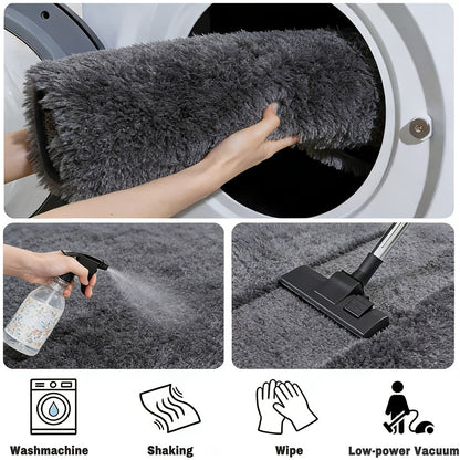 Fluffy Area Rug Tie-Dye Soft Carpet for Living Room Bedroom Office Thickened 1000g/㎡ Machine-Woven Indoor Mat Multi-Color Multi-Size Dark Gray Light Grey Khaki Pink Black White Purple