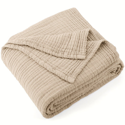 Muslin Blanket 100% Cotton 6-Layer – Breathable Soft Gauze Throw for Couch & Bed, All Season, Machine Washable, 13 Colors, 5 Sizes