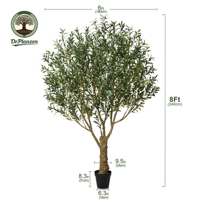 Artificial Olive Tree 5/6/7/8FT UV-Resistant Faux Olive Plant with Black Planter, Lifelike Silk Leaves, Mediterranean Indoor Outdoor Decor for Living Room Office Bedroom Patio