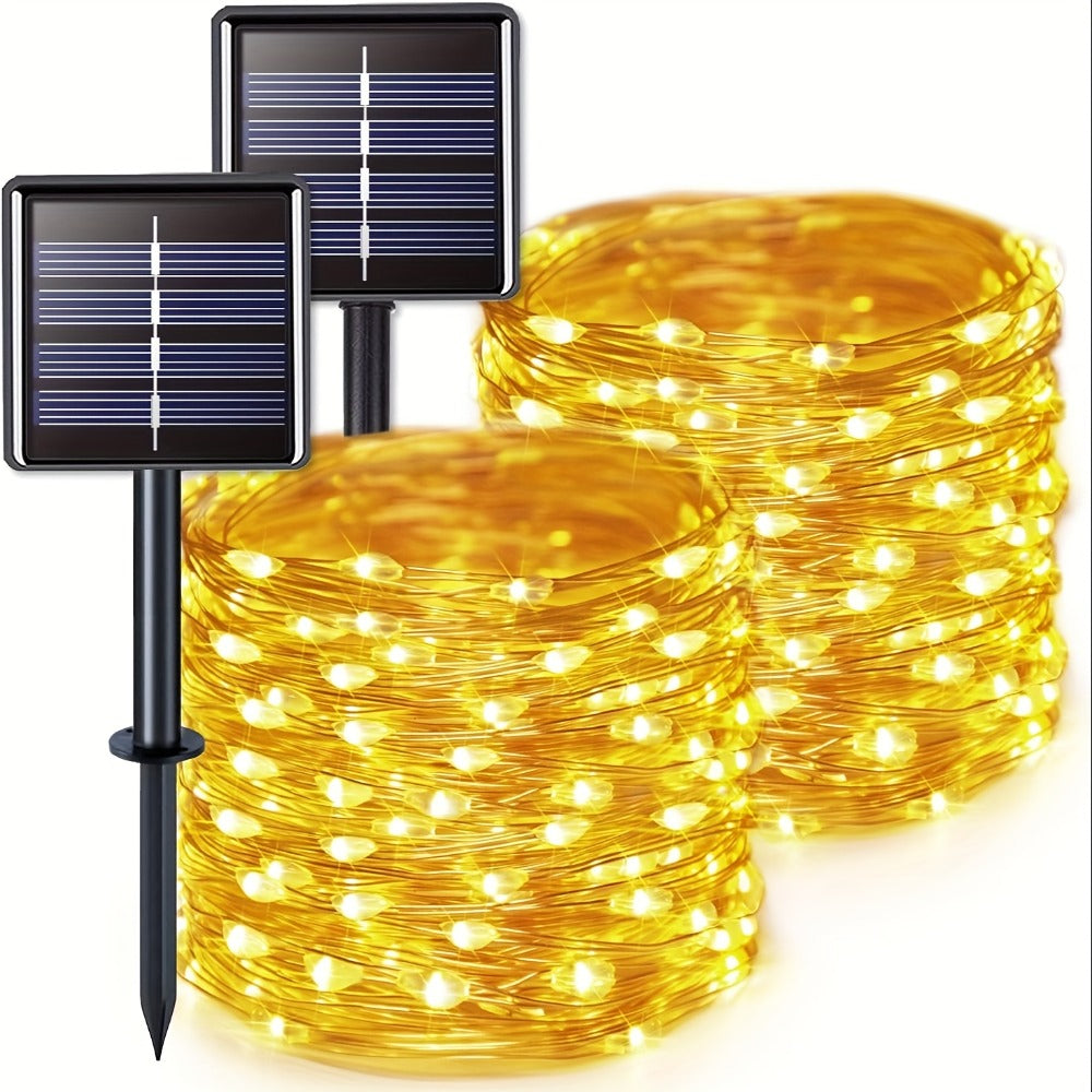 Solar Fairy String Lights Outdoor – 110 LED Copper Wire Solar Twinkle Lights with 8 Modes & Touch Control for Christmas Tree, Garden, Patio, Wedding & Party – 2, 4 or 8 Pack