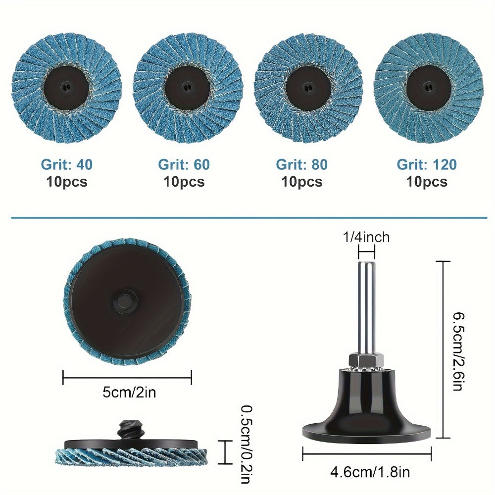 Quick Change Sanding Discs 40-Pack 2 Inch with 1/4 Shank Holder – Zirconia Alumina Grinding Discs for Metal Wood Plastic Rust Paint Removal Deburring Polishing Compatible with Die Grinder Rotary Tool