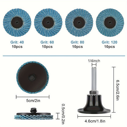Quick Change Sanding Discs 40-Pack 2 Inch with 1/4 Shank Holder – Zirconia Alumina Grinding Discs for Metal Wood Plastic Rust Paint Removal Deburring Polishing Compatible with Die Grinder Rotary Tool