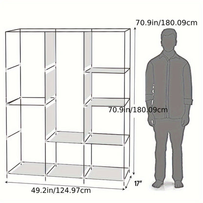 Portable Closet Wardrobe Organizer 71" Clothes Rack with Shelves, Freestanding Bedroom Storage Closet System