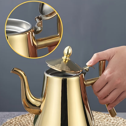 Stainless Steel Tea Kettle with Filter – Tea Pot Coffee Pot Cold Water Pitcher for Home Hotel Restaurant, Induction Cooker Compatible, Thickened