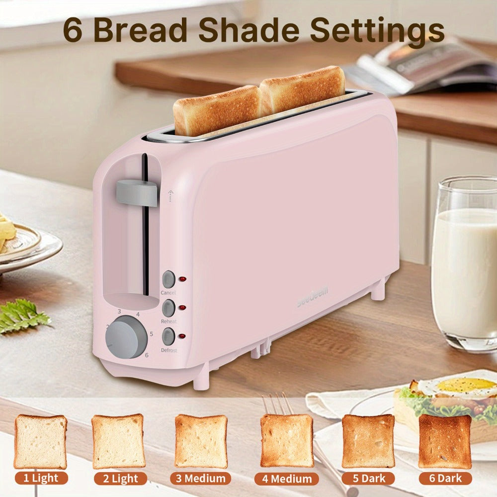 2-Slice Toaster – 6 Shade Settings, Cancel, Reheat & Defrost Functions, Removable Crumb Tray, 750W Compact Design for Bread, Waffles & Bagels, Available in Red, White, Black, Yellow, Pink & Blue
